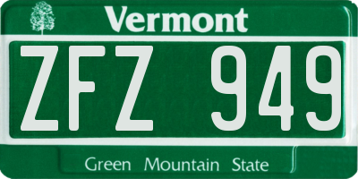 VT license plate ZFZ949