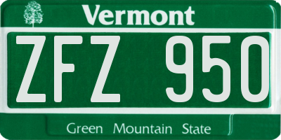 VT license plate ZFZ950