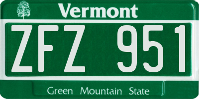VT license plate ZFZ951