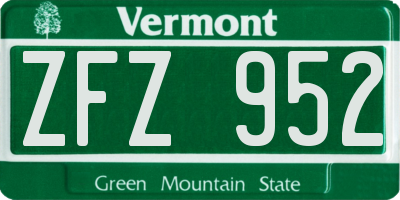 VT license plate ZFZ952