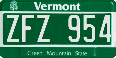 VT license plate ZFZ954