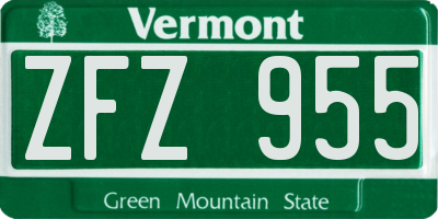 VT license plate ZFZ955