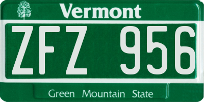 VT license plate ZFZ956