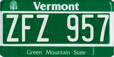 VT license plate ZFZ957