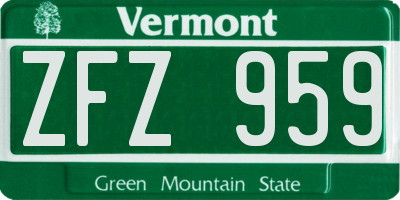 VT license plate ZFZ959