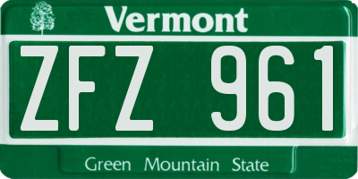 VT license plate ZFZ961