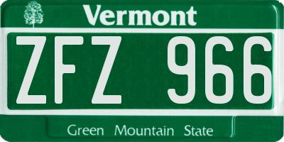 VT license plate ZFZ966