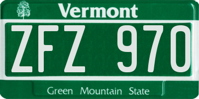 VT license plate ZFZ970
