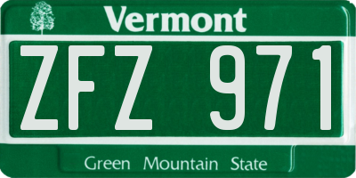 VT license plate ZFZ971
