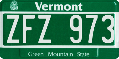 VT license plate ZFZ973