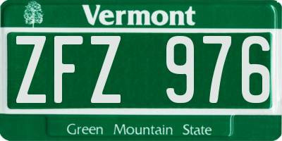 VT license plate ZFZ976