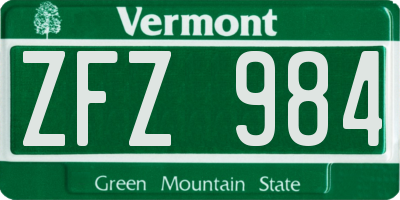VT license plate ZFZ984