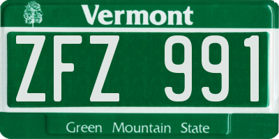 VT license plate ZFZ991