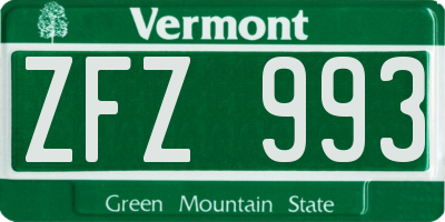 VT license plate ZFZ993