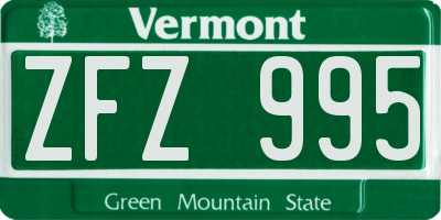 VT license plate ZFZ995