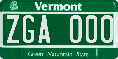 VT license plate ZGA000