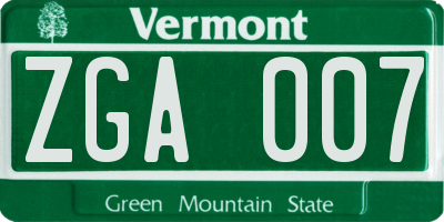 VT license plate ZGA007
