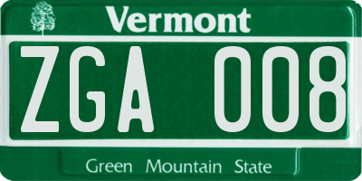 VT license plate ZGA008