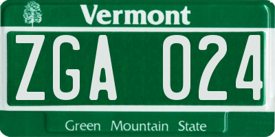 VT license plate ZGA024
