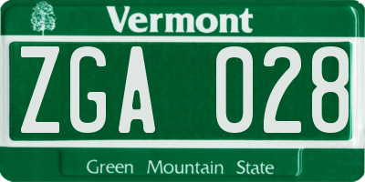 VT license plate ZGA028
