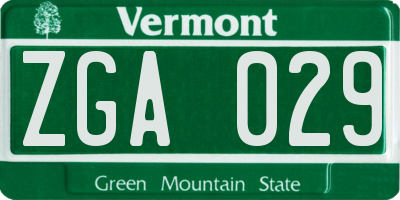 VT license plate ZGA029