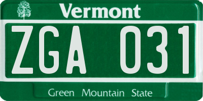 VT license plate ZGA031