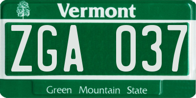 VT license plate ZGA037