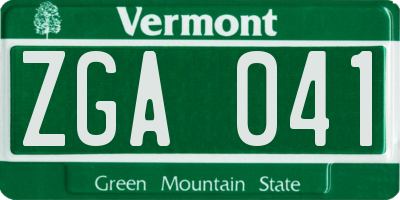 VT license plate ZGA041