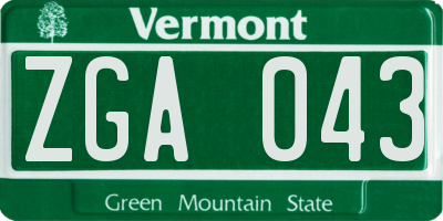 VT license plate ZGA043