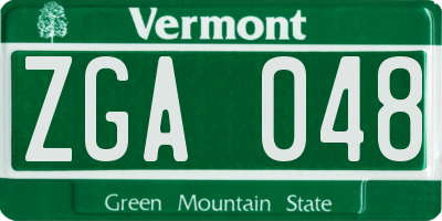 VT license plate ZGA048