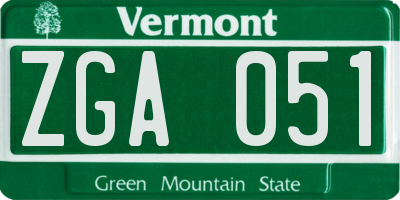 VT license plate ZGA051