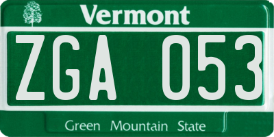 VT license plate ZGA053