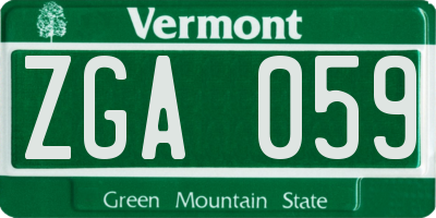 VT license plate ZGA059