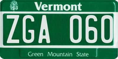 VT license plate ZGA060