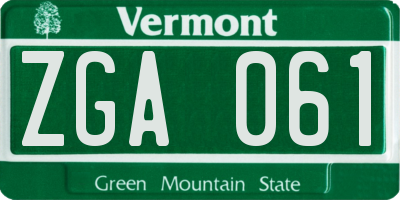 VT license plate ZGA061