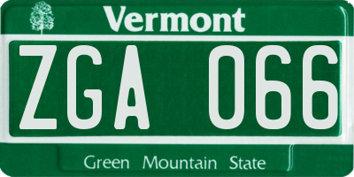 VT license plate ZGA066