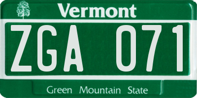 VT license plate ZGA071