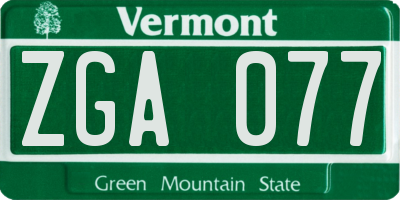 VT license plate ZGA077