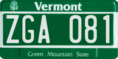 VT license plate ZGA081