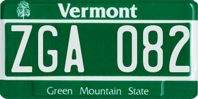 VT license plate ZGA082