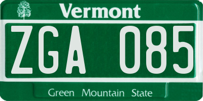 VT license plate ZGA085