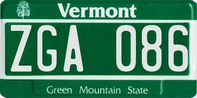 VT license plate ZGA086