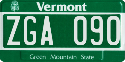 VT license plate ZGA090