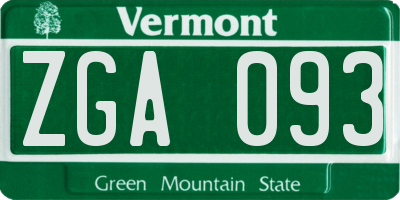VT license plate ZGA093