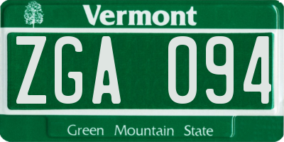VT license plate ZGA094