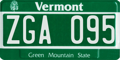 VT license plate ZGA095