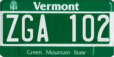 VT license plate ZGA102