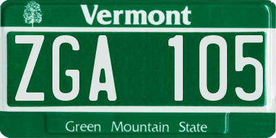 VT license plate ZGA105