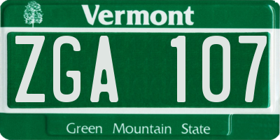 VT license plate ZGA107