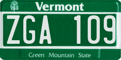 VT license plate ZGA109